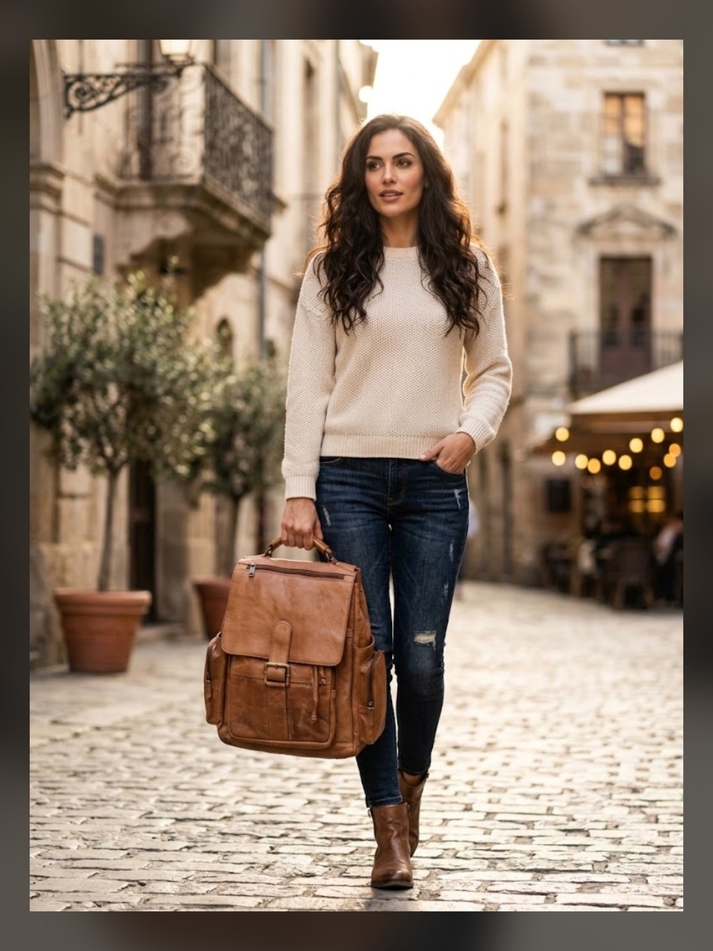 Classic Tan Leather Backpack for Women – Sleek Everyday Carry